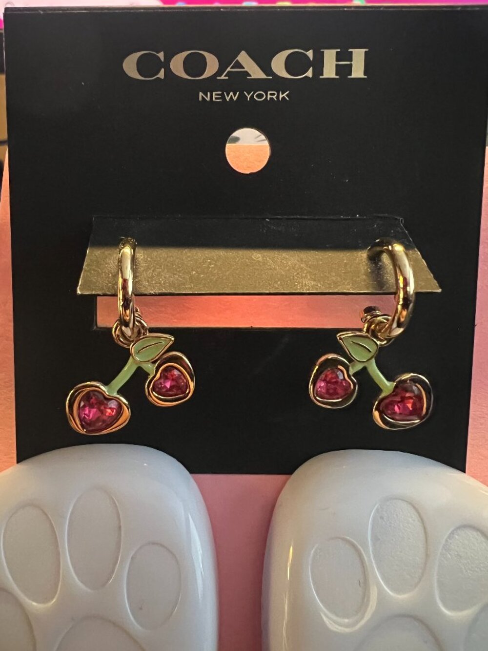 COACH Cherry Charm Huggie Earrings - New with Tag